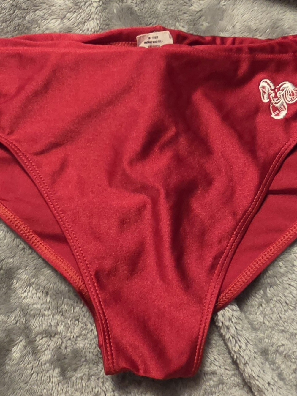 Rufakin Red Mens Swim Briefs with Embroidered Ram Logo